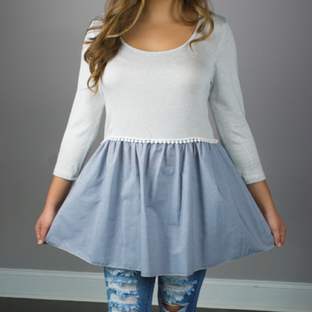 NEW Boutique Light Blue Chill 3/4 Sleeve Top